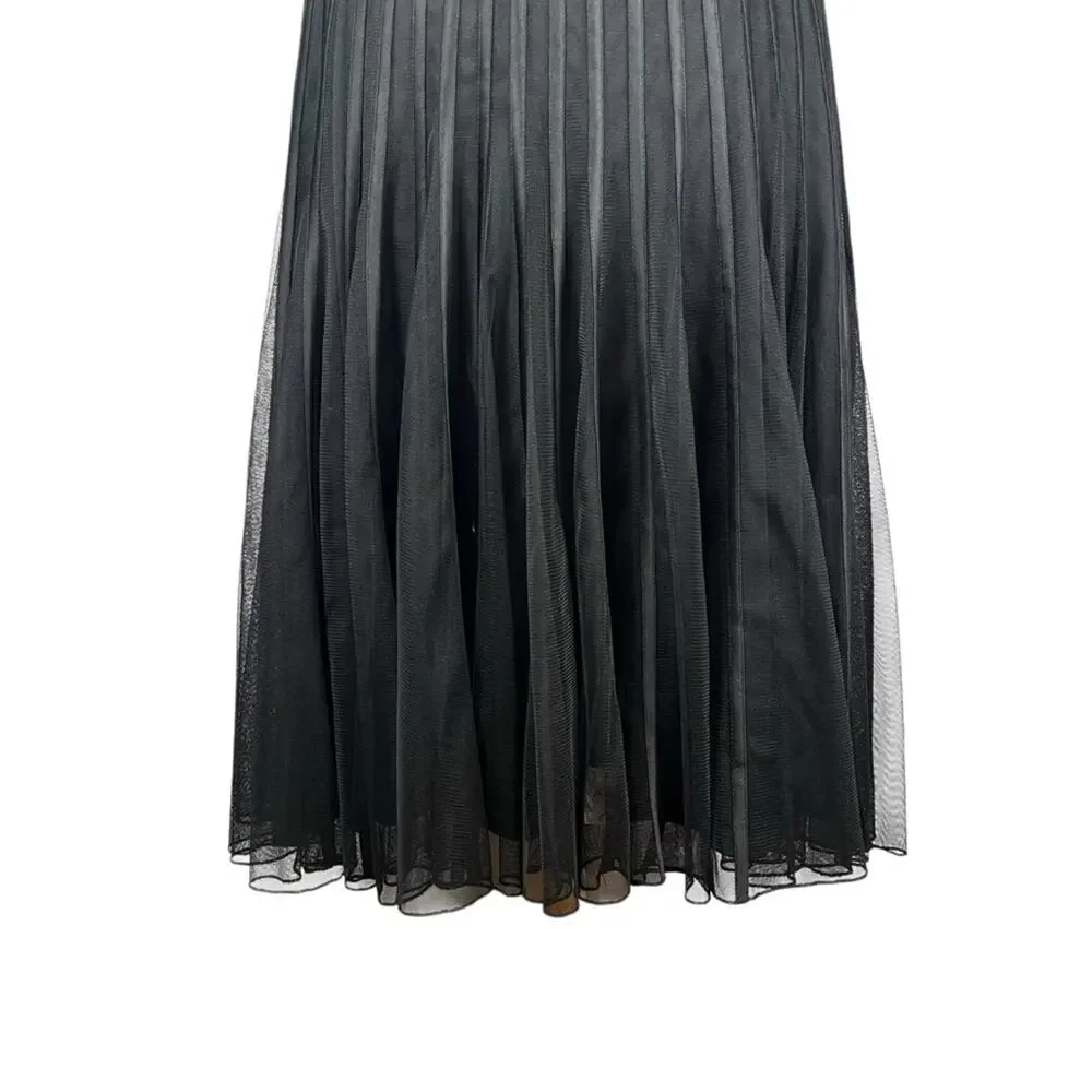 WHBM Black Tulle Strapless Pleated Cocktail Dress Womens 4 Fit Flare Formal LBD - Picture 8 of 14